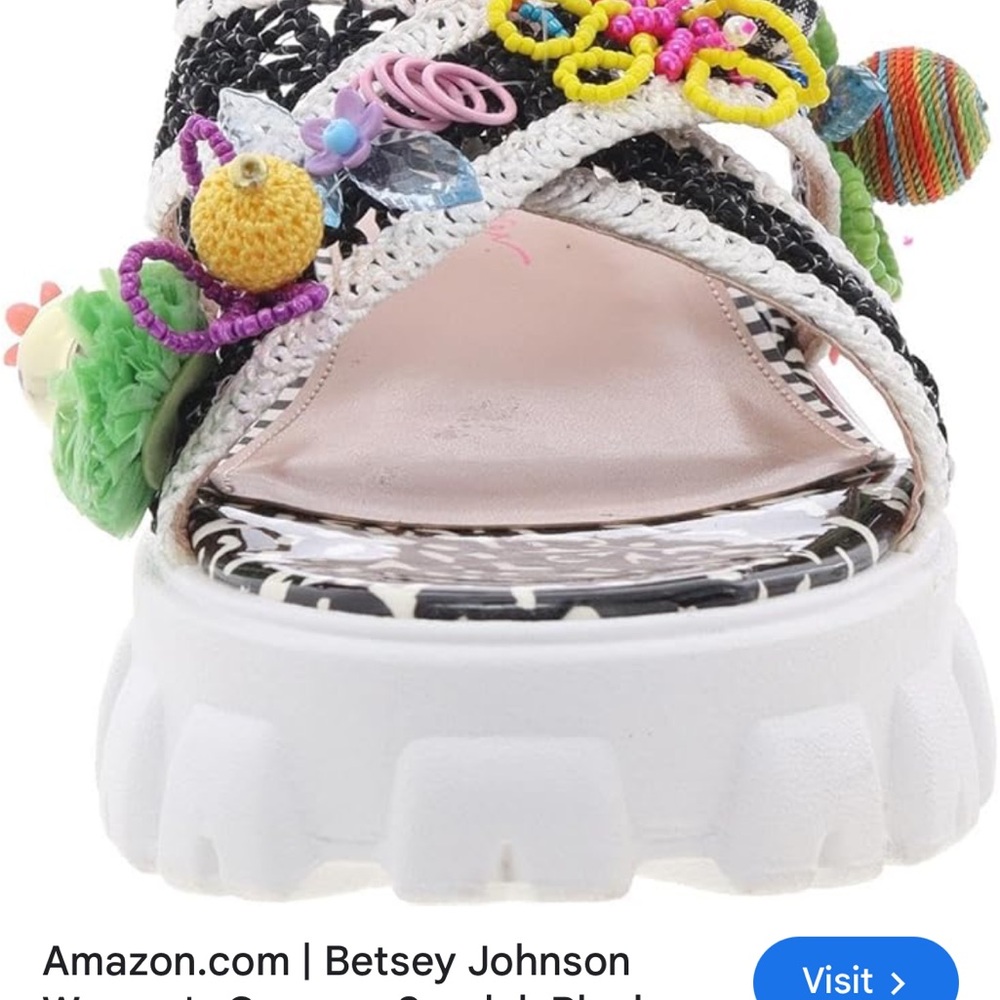 Betsey Johnson Black and White Chunky Platform Sandals - Picture 4 of 6